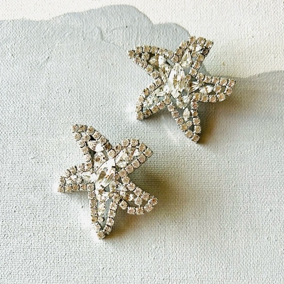Vintage Sparkling Starfish Kirk’s Folly Crystal Clip On Earrings - Picture 4 of 9